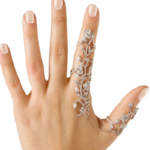Vintage Double Finger Chain Link Ring with Full Rhinestone Design