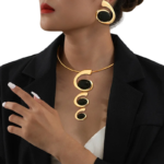 3-Piece Resin Punk Necklace Set | Pendant & Earring for Women