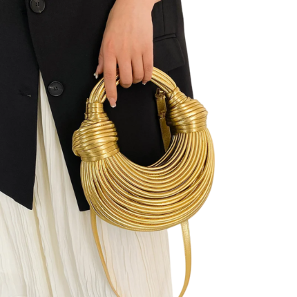 Women’s Gold & Silver Luxury Handwoven Noodle Bag