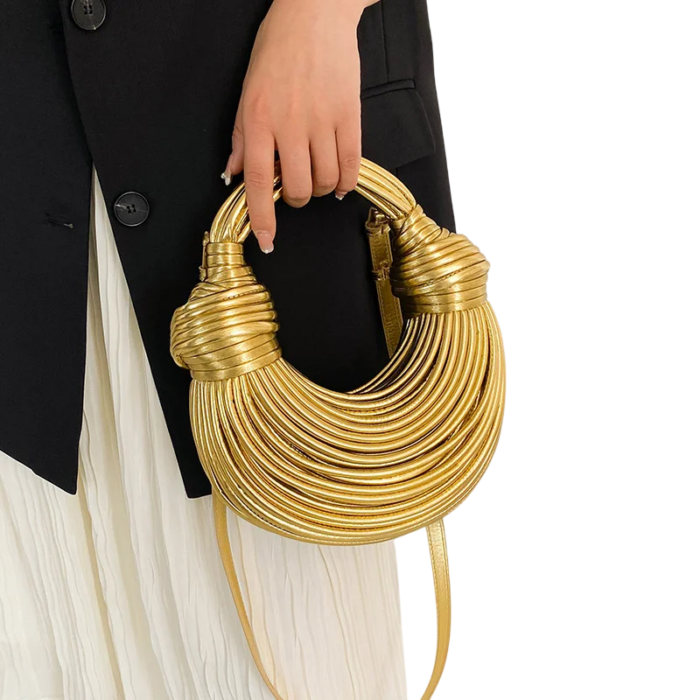 Women’s Gold & Silver Luxury Handwoven Noodle Bag