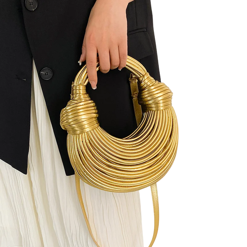 Women’s Gold & Silver Luxury Handwoven Noodle Bag